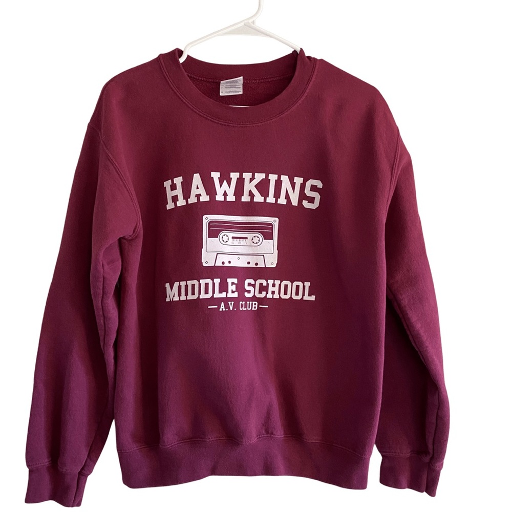 Stranger Things Crewneck Long Sleeve Sweatshirt Hawkins Middle School A.V. Club